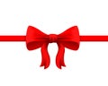 Red 3d bow. Realistic bow and red ribbon on a white background. Vector illustration. Royalty Free Stock Photo